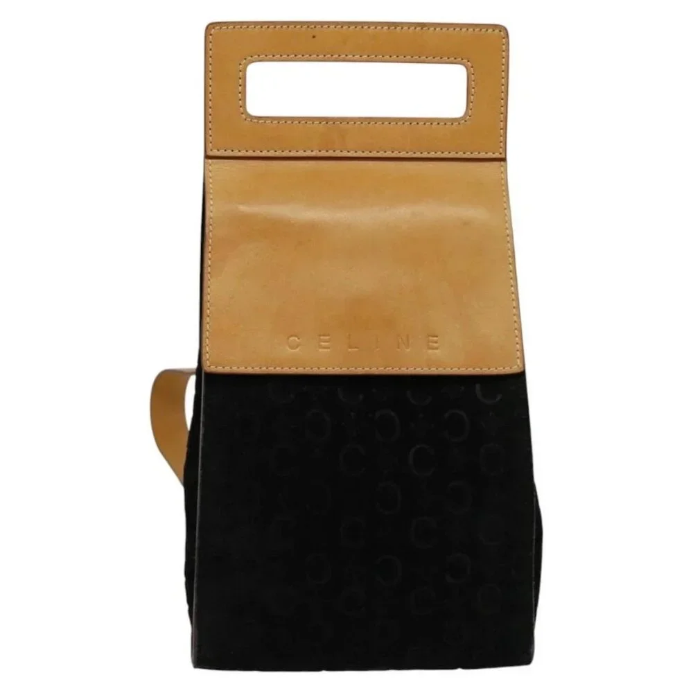 CELINE C Macadam Canvas Shoulder Bag Suede Black Auth - Picture 4 of 16